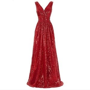 Red Sequined Ball or Gala Gown